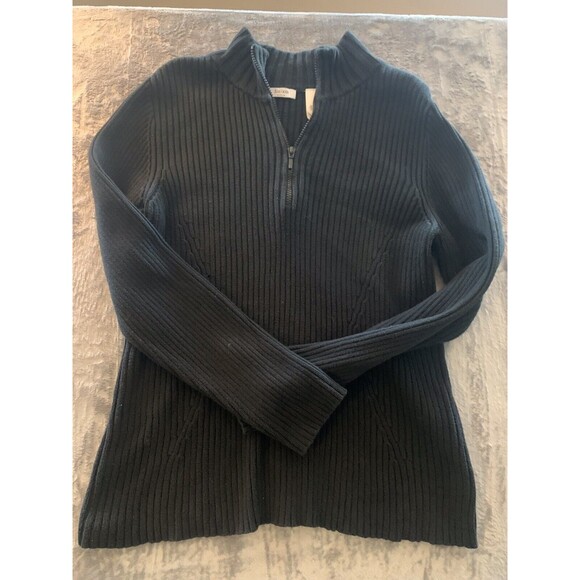 Liz & Co Woman Sweaters - Liz & Co Woman  1X Black 1/4‎ Zip Pullover Ne Neck Sweater Large Heritage